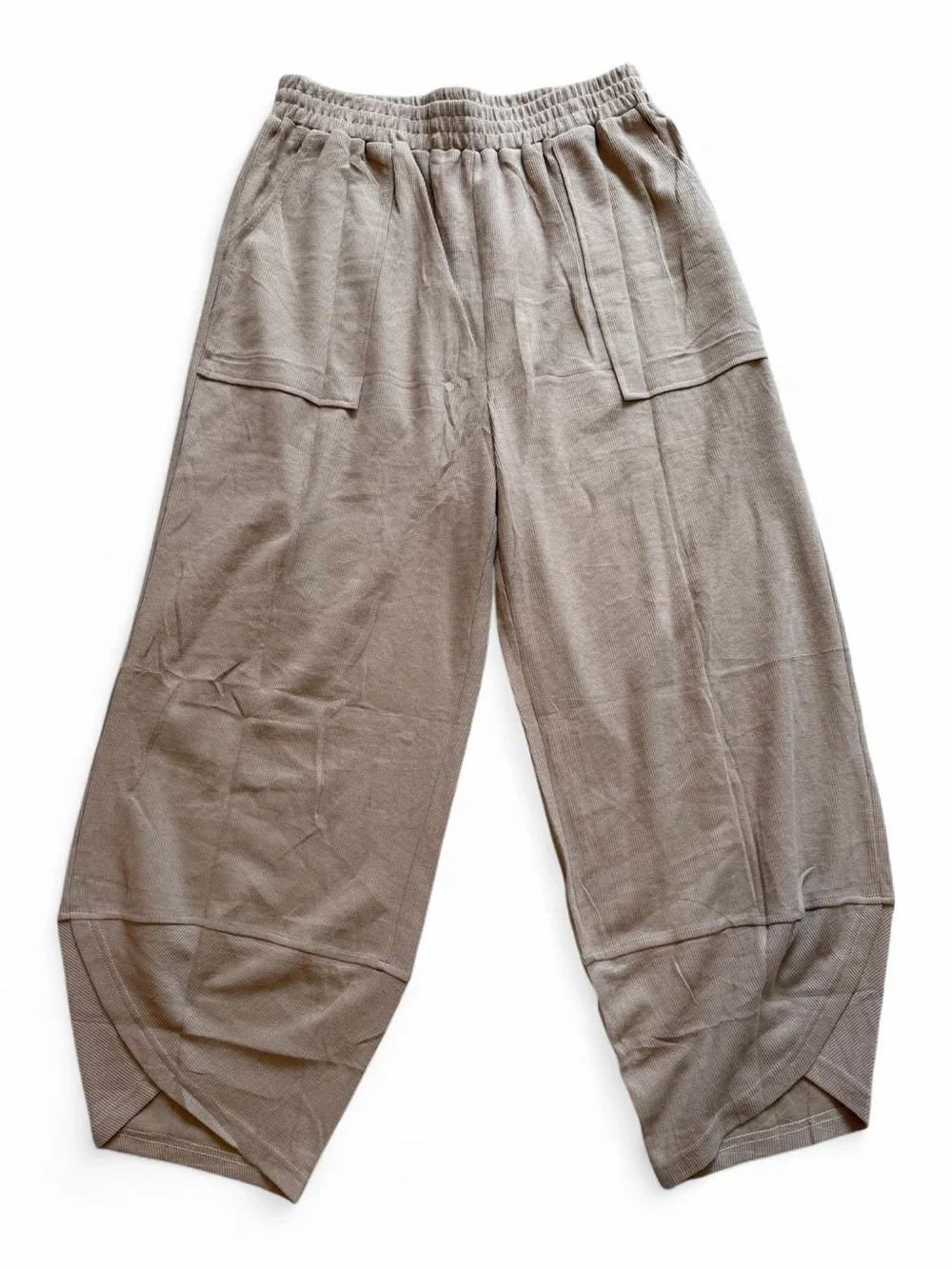 Women’s Cropped Elastic-Waist Pants in Taupe